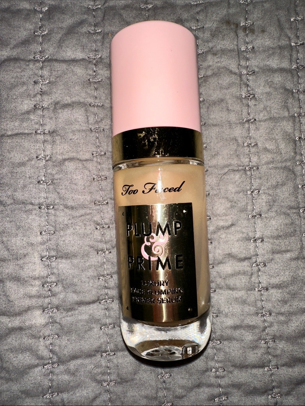Too Faced Plump & Prime Primer Serum — Pink Cap with Beige Serum